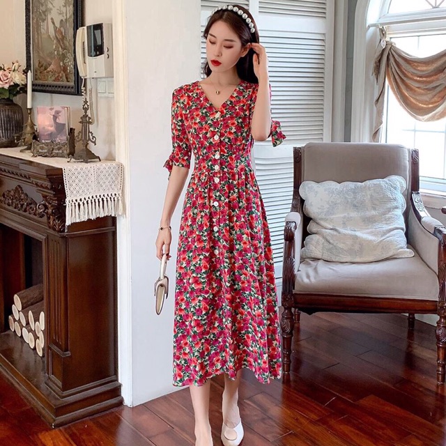 Đầm hoa vải mềm mịn, đầm tiểu thư, đầm công sở, đầm đi dạo, đầm đi làm, đầm vải đẹp, đầm giá rẻ, đầm có size