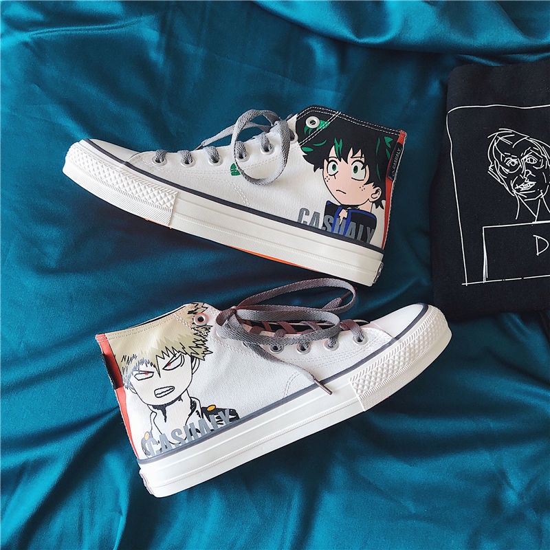 Giày thể thao canvas cổ cao phản quang in họa tiết anime my hero academia cho nam