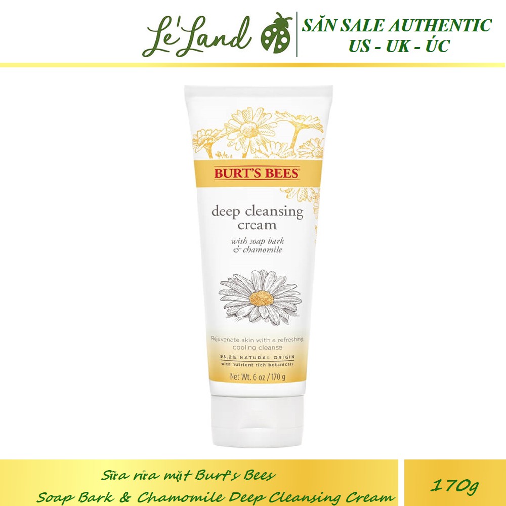 Bill US - Sữa rửa mặt Burt’s Bees Soap Bark &amp; Chamomile Deep Cleansing Cream 170g Burt Bee Burt's Bee