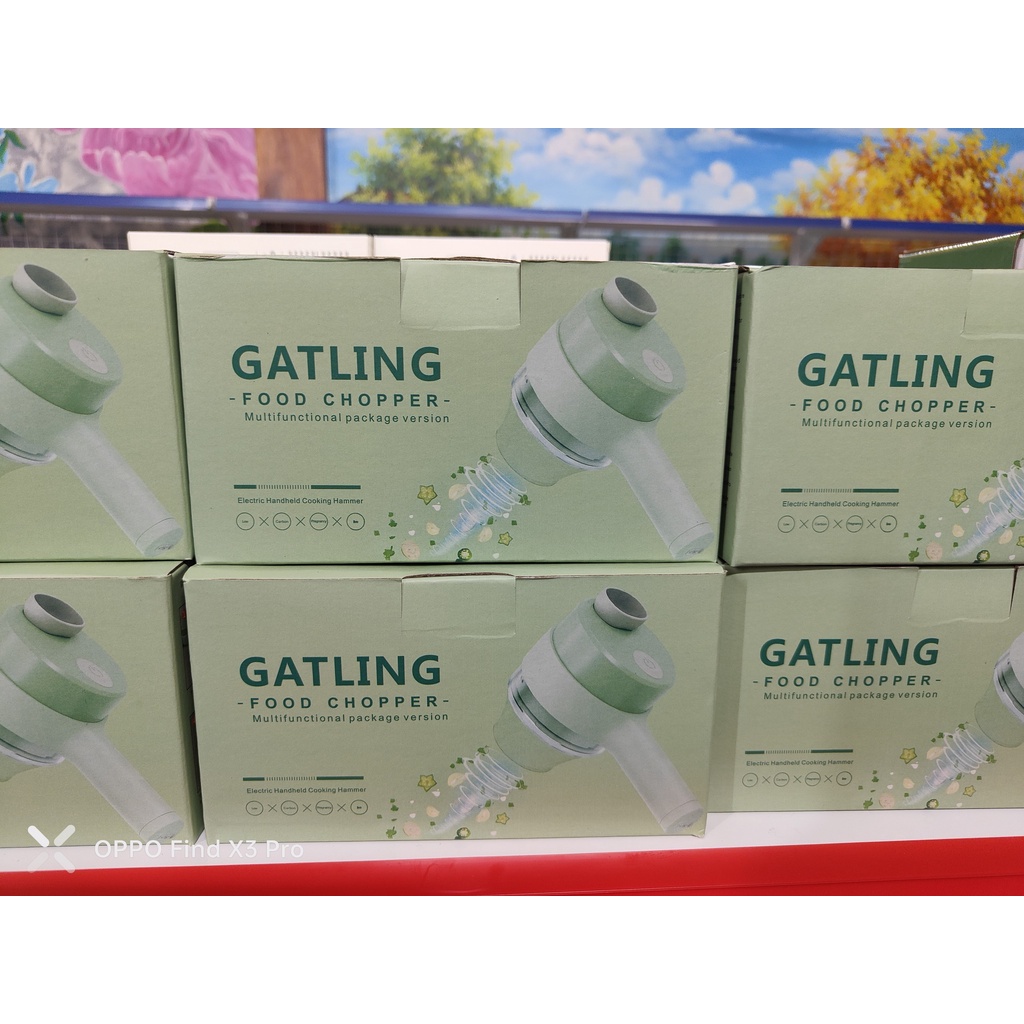 Máy Xay, Máy Thái, Cắt Rau Củ Quả Cầm Tay Đa Năng 4 Trong 1, Sạc Pin 1500mAh Xay Tỏi Xay Ớt