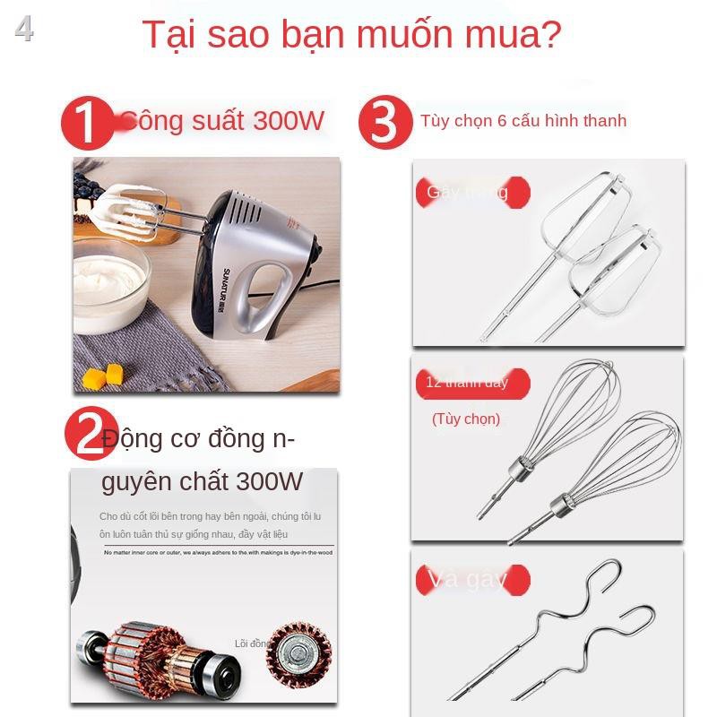 Máy đánh trứng gia dụng điện cầm tay tự động kem trắng cụ nướng bánh công suất lớn Whisperer mini