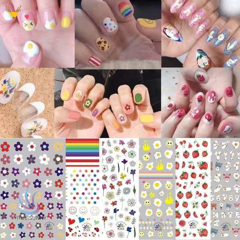 Miếng Dán Trang Trí Móng Tay Họa Tiết Hoa 3d Xinh Xắn