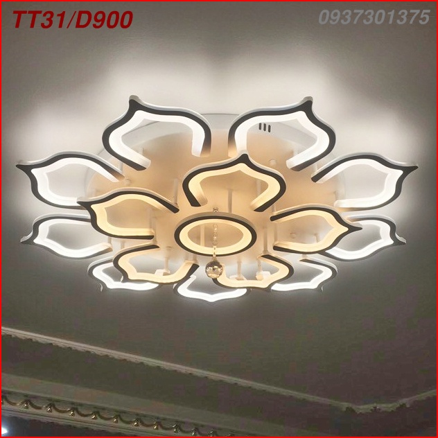 Đèn ốp trần led hiện đại TT31 rộng 90cm ánh sáng 3 chế độ,có điều khiển từ xa