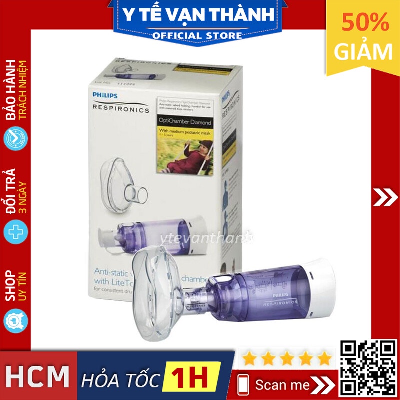 ✅ Buồng Đệm, Buồng Hít Hen Suyễn (Babyhaler)- Philips Respironics OptiChamber Diamond -VT0096