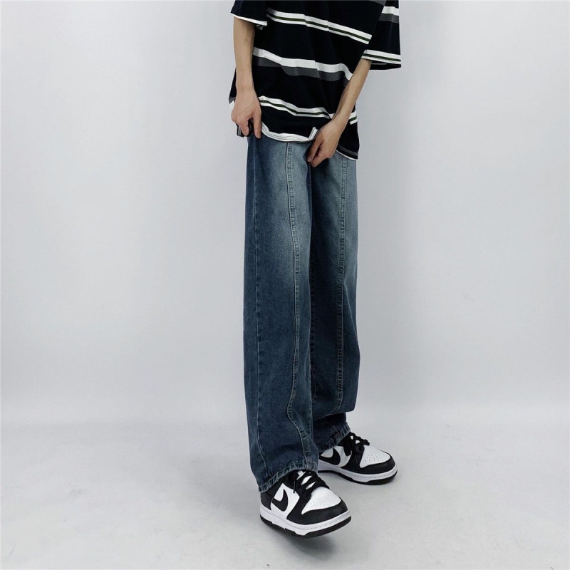 Quần Jean Dài Ống Rộng Phong Cách Hip Hop Đường Phố Mỹ Cá Tính Cho Nam