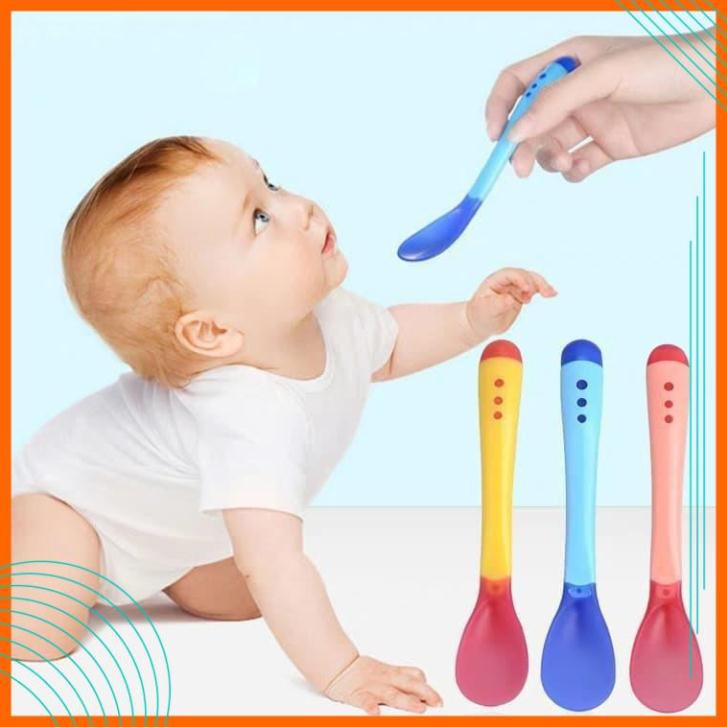 Bát Ăn Dặm Chống Đổ - Bát Ăn Dặm Đế Hút Silicon Và Thìa Báo Nóng An Toàn Cho Bé Yêu