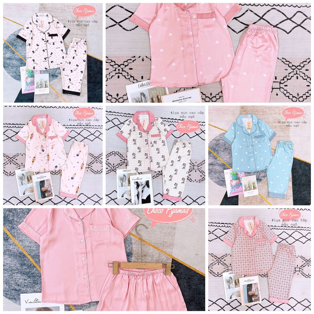 Đồ Bộ Pijama - Bộ lụa mịn cao cấp cộc tay hoạ tiết Cao cấp [FREE SHIp]
