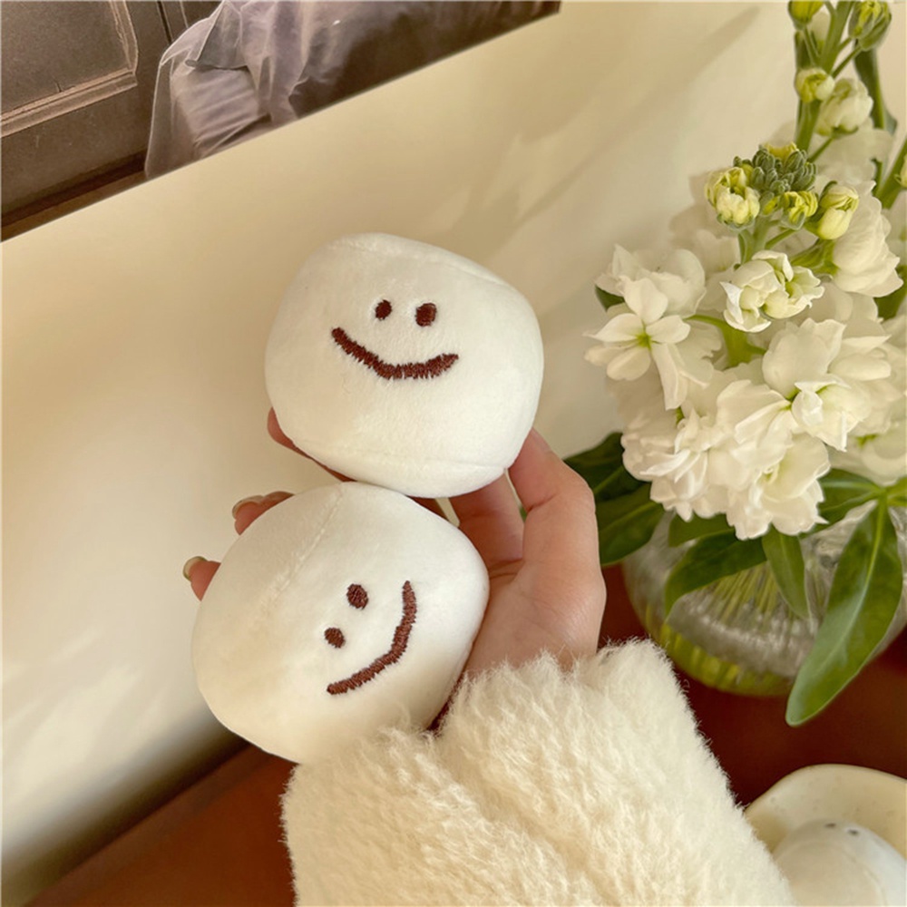 Móc Khóa Quả Cầu Marshmallow Hình Mặt Cười Nhồi Bông Dễ Thương