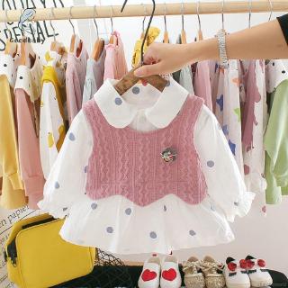 Set Áo Thun Tay Dài & Đầm Yếm Cho Bé Gái