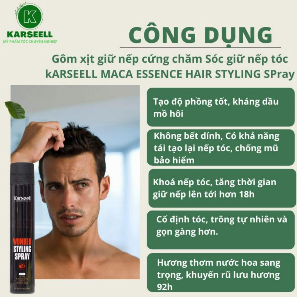 Gôm xịt tóc cứng, keo xịt tóc hương nước hoa cao cấp Karseell barber 400ml Chính Hãng HAIRLOVER