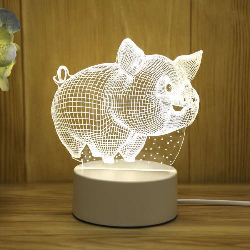 Đèn Ngủ 3D Trang Trí 3 Chế Độ Sáng Nhiều Mẫu Siêu Xinh - Đầu Cắm Điện - DN02