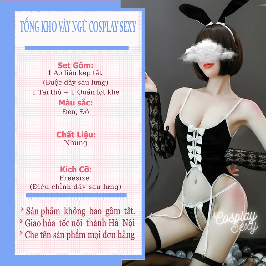 Cosplay Sexy Thỏ Bunny Hở Lưng Đồ Ngủ Sexy Freesize BigSize Garter Corset Nhung Quảng Hâu Cao Cấp _ Ivyshop - T1850 | BigBuy360 - bigbuy360.vn