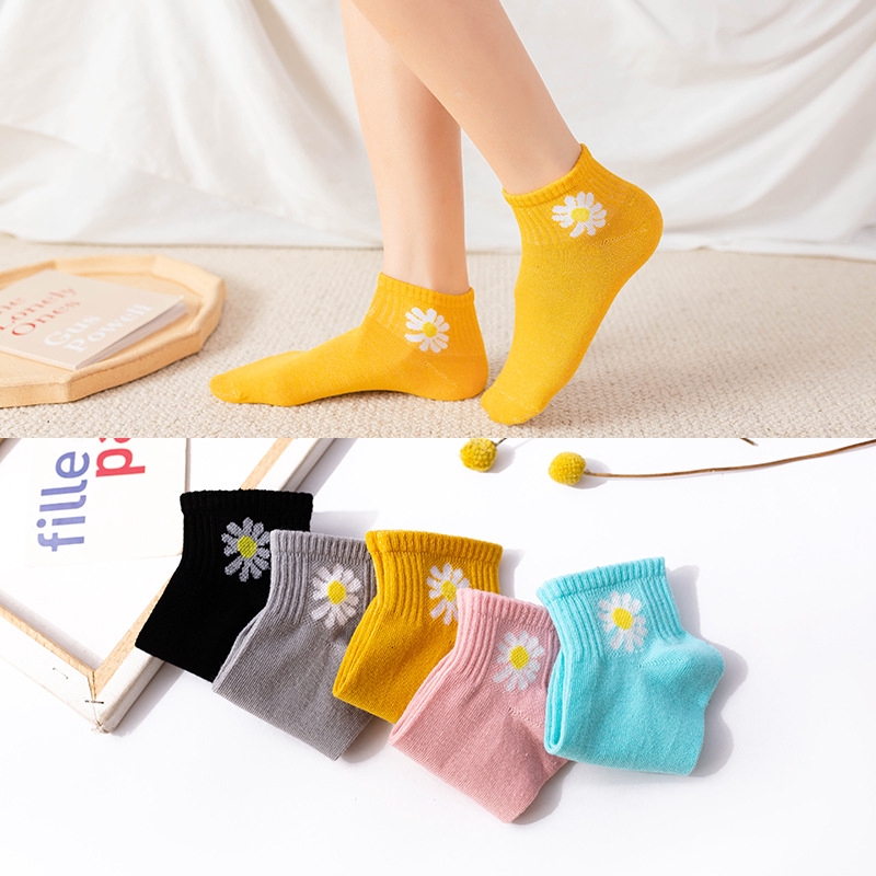 Combo 10 Đôi Tất XinhStore Cổ Ngắn Hình Hoa Cúc Siêu Xinh
