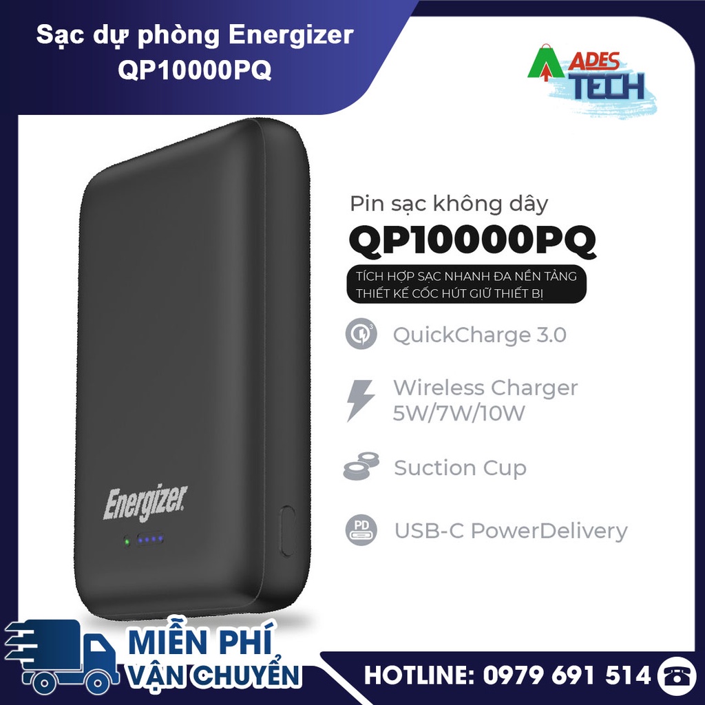 Pin dự phòng Energizer 10,000mAh QP10000PQBK - Tích hợp sạc nhanh đa nền tảng