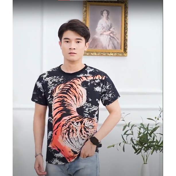 áo thun cộc tay in hình hổ