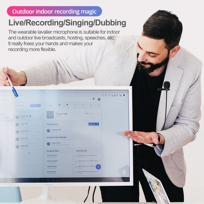 Micro kẹp cổ áo Ankndo kích thước nhỏ gọn chuyên nghiệp dành cho Samsung S20 Ultra S10 S9 S8 Note10 Plus