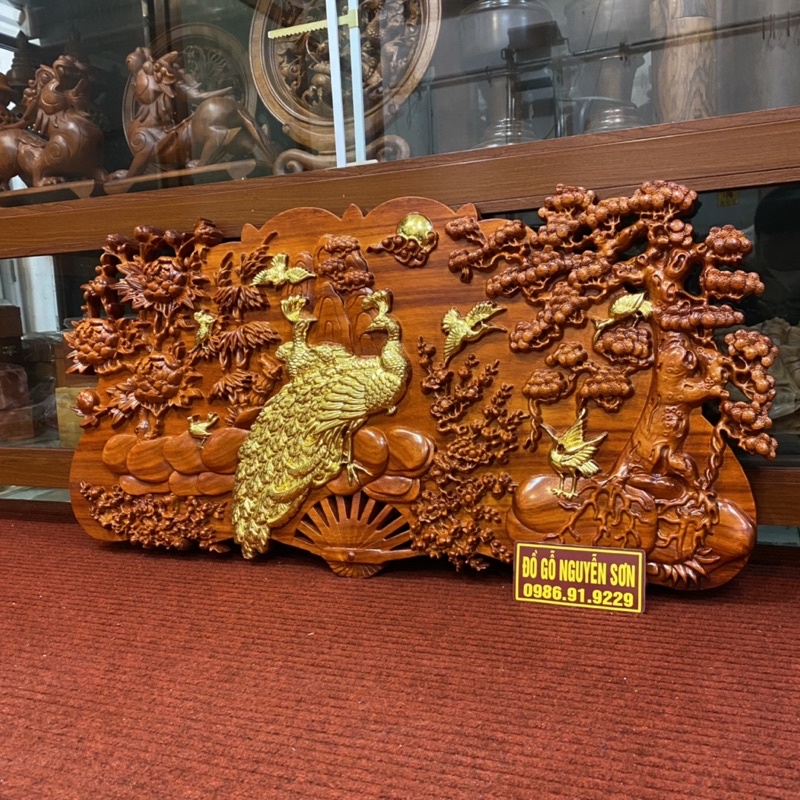 Tranh quạt gỗ phu thê viên mãn