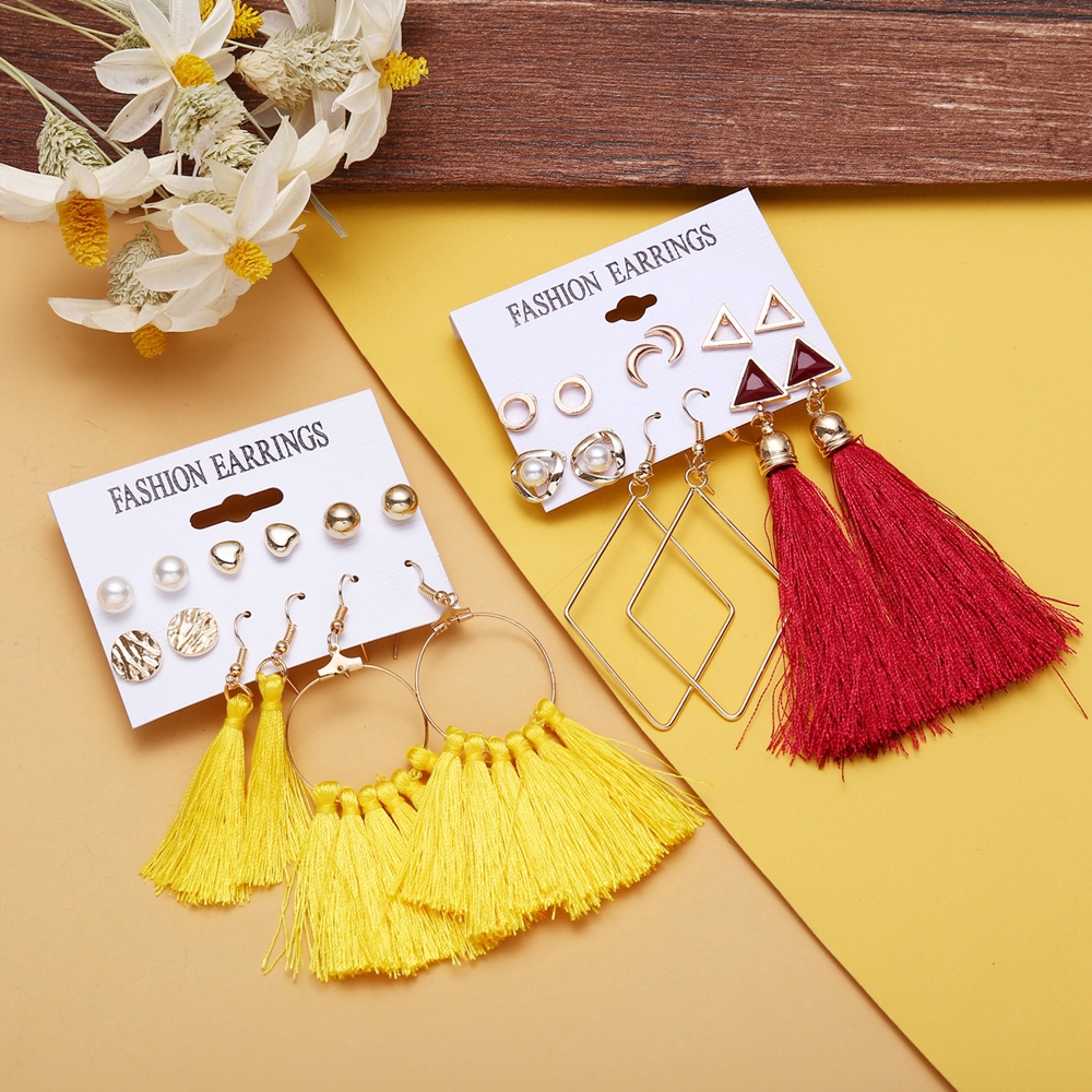 Set 6 đôi khuyên tai phong cách Bohemian cổ điển dành cho nữ