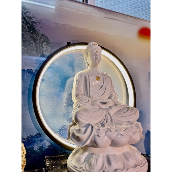 Đèn vòng tròn phát sáng trang trí tượng Phật - trang trí bán cạn, tiểu cảnh