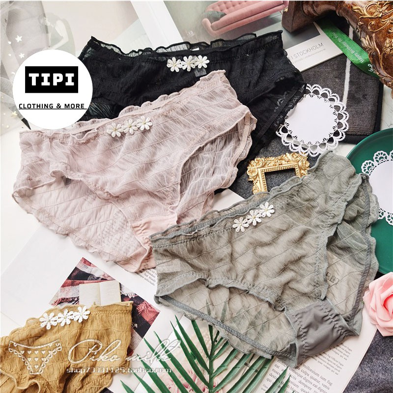 Quần lót nữ cao cấp ren lưới sexy 3 bông hoa cải B1 | BigBuy360 - bigbuy360.vn