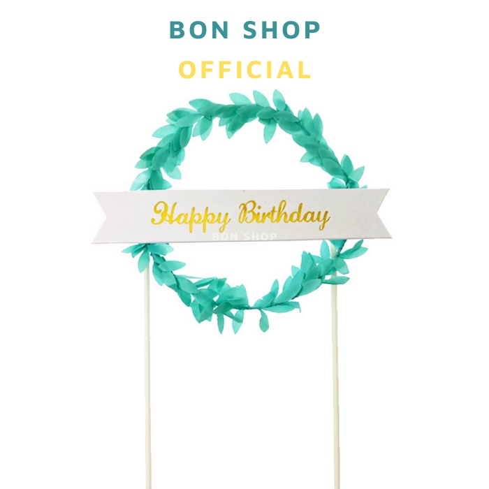 Vòng Nguyệt Quế Bảng Happy Birthday trang trí Bánh Kem, Gift Set