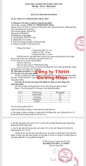 Hộp 10 ống hút tre loại 1