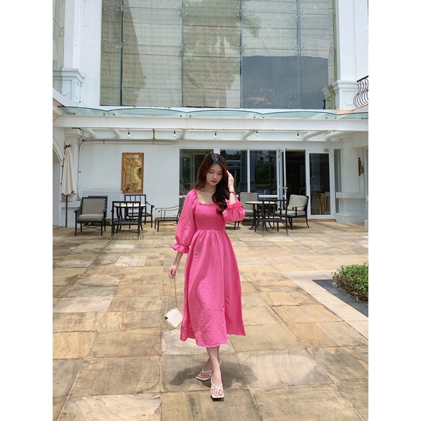 Ceci Cela - Đầm Chun Cổ Vuông Tiểu Thư Cloud