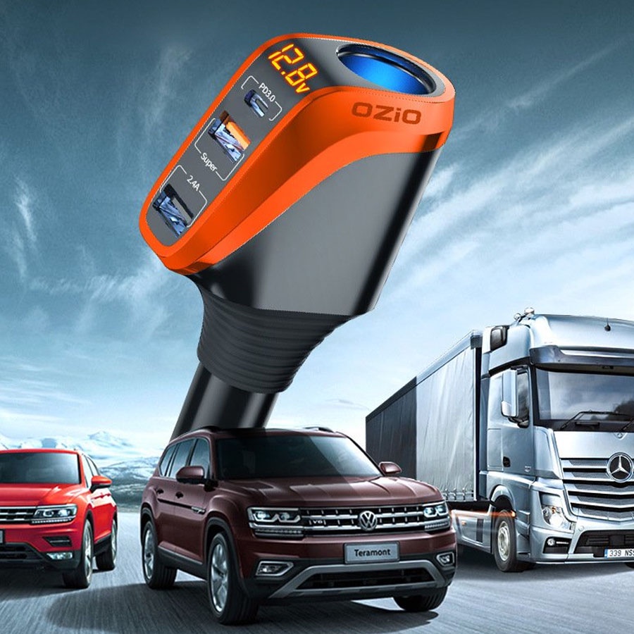 Tẩu sạc ô tô công nghệ mới chính hãng Ozio, Củ sạc trên ô tô chip thông minh an toàn