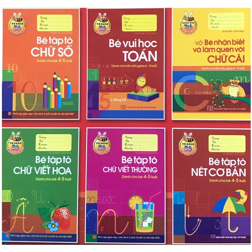 : Tô Màu, Tô Chữ - Combo Chuẩn Bị Cho Bé Vào Lớp 1 - Dành Cho Bé 4-5 Tuổi (Túi 6 Cuốn)
