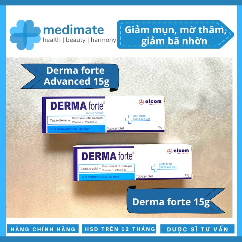 Gel Derma Forte và Derma Forte Advanced giảm mụn, mờ thâm, giảm bã nhờn 15g