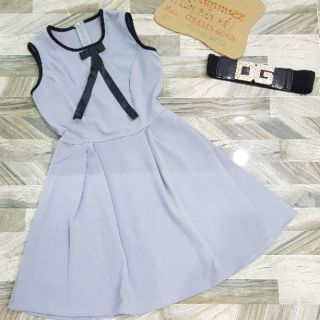 Đầm xòe cổ nơ đơn giản kèm hình thật