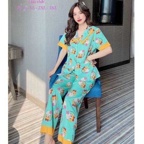 Bộ Pijama Lụa Cộc Tay Chất Mềm Mát Mẫu Mới Hàng Có SizeGiảm 10K Đơn 200K