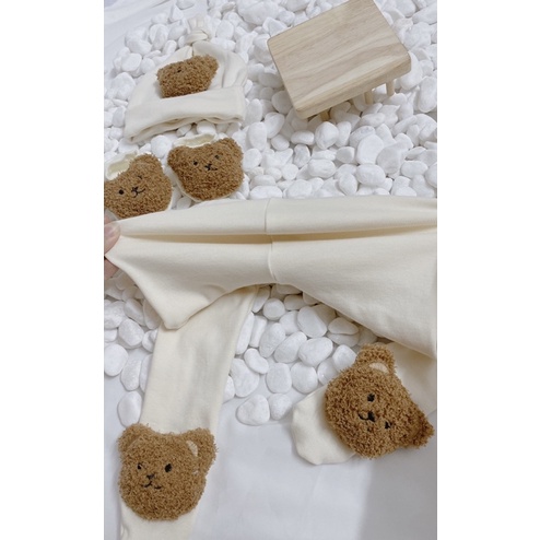 Quần tất gấu cho bé vải cotton Hàn dày dặn giãn 4 chiều