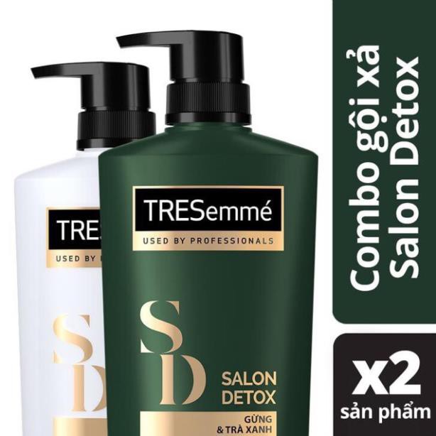 Combo Dầu gội 650g và Dầu Xả 620g Tresemmé Salon Detox gừng và trà xanh Detox tóc chắc khỏe