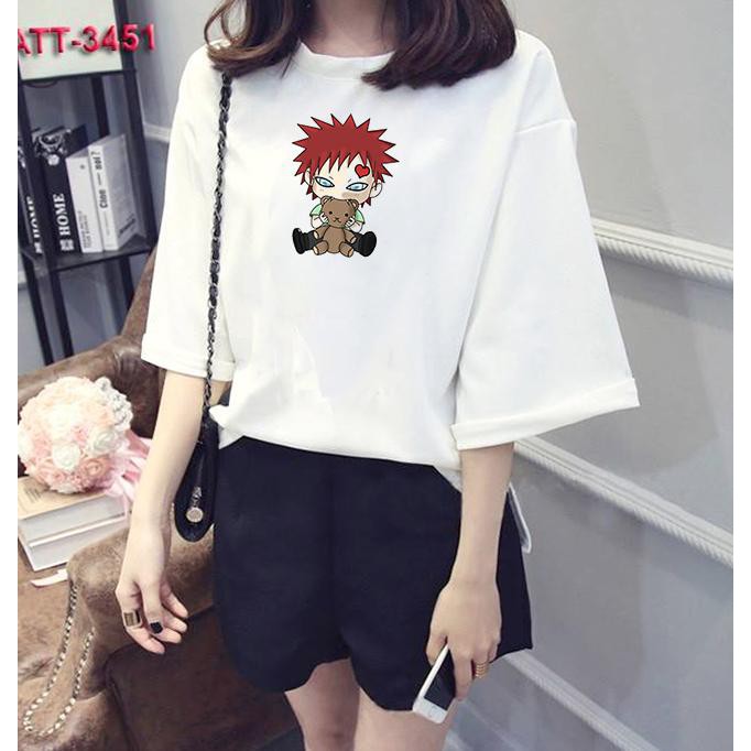 Áo thun nữ tay lỡ Hàn Quốc form rộng in hình chibi gaara vải dày mịn TEEWOTL91