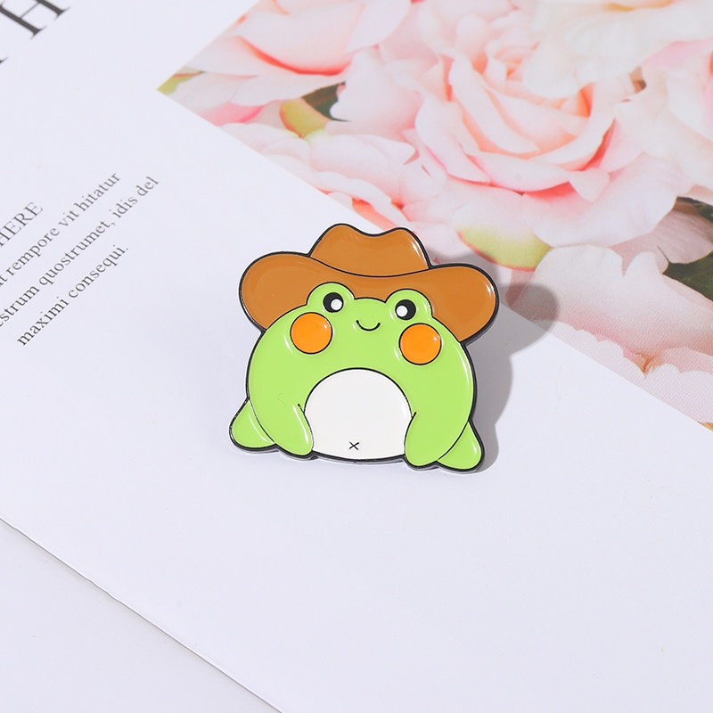 Ghim cài áo QIHE JEWELRY thiết kế chú ếch hoạt hình đáng yêu dễ thương