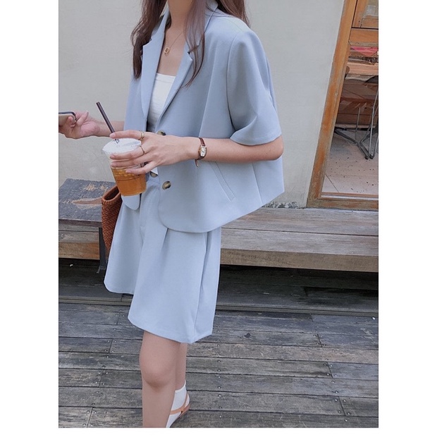 [HÌNH THẬT ĐỘC QUYỀN TỪ TOS.CLOSET]Set áo vest tay lở + short