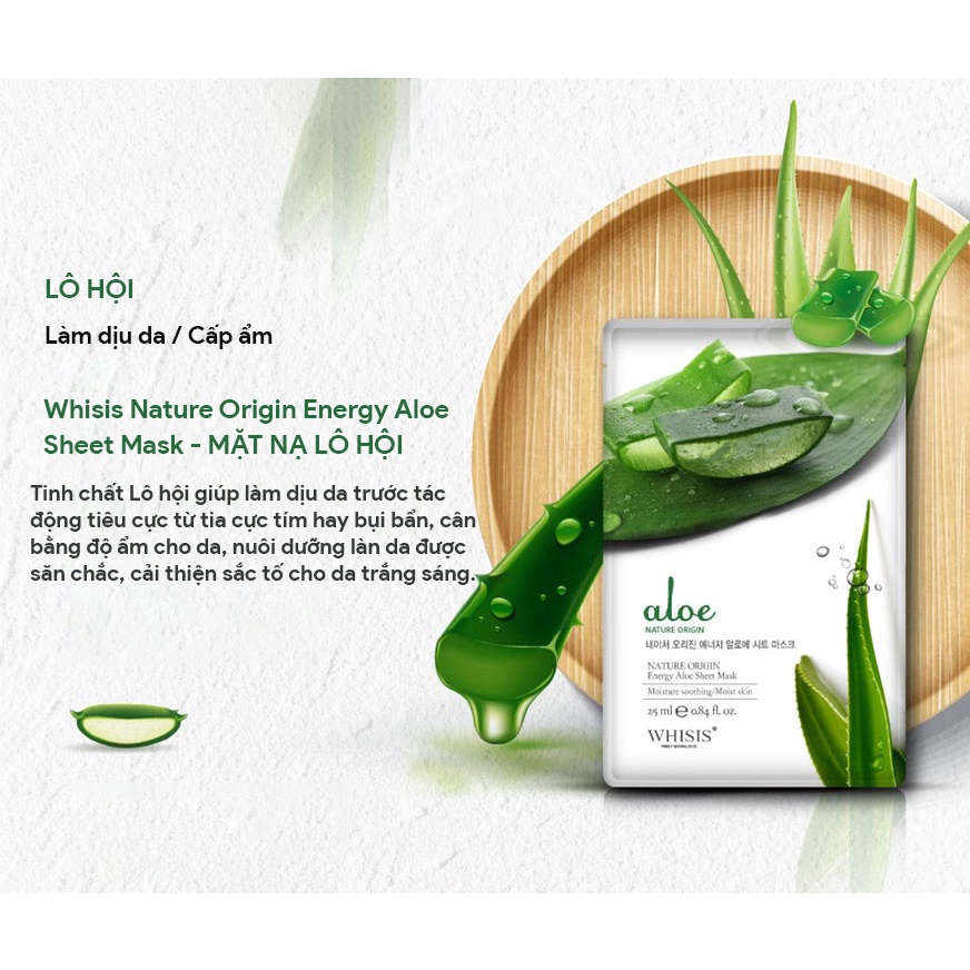 Combo 10 Mặt Nạ Lô Hội WHISIS Aloe Super Moisture Essence Siêu Cấp Ẩm Cho Da 25ml/miếng