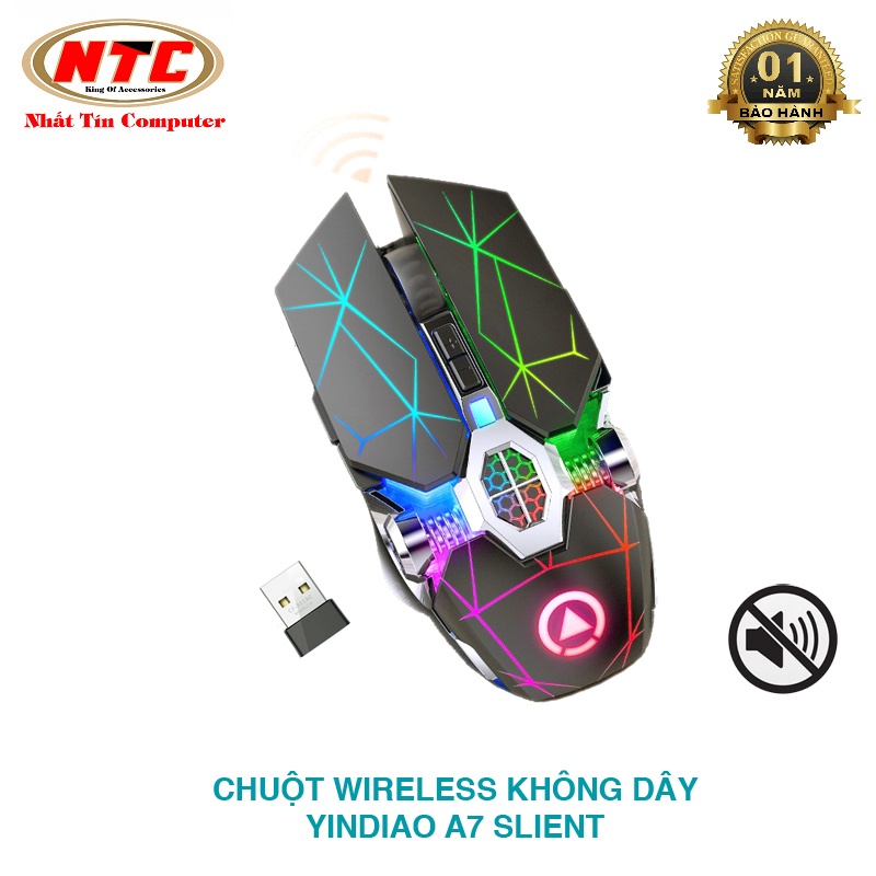 Chuột không dây wireless Yindiao A7 pin sạc họa tiết đặc biệt - phiên bản Silent không tiếng click (màu ngẫu nhiên)