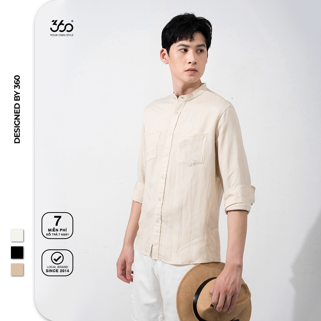 Áo sơ mi nam dài tay cổ tàu local brand 360 Boutique - STDTK210