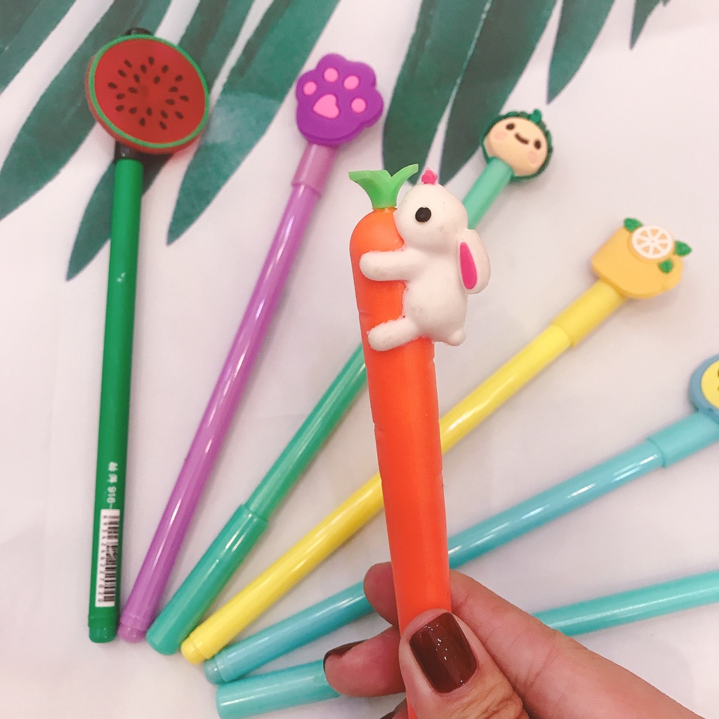 Bút bi nước cute bút viết gel hoạt hình Pison gel mực đen 0.5mm hàng loại 1 siêu bền không mùi cao su mẫu đẹp ảnh thật