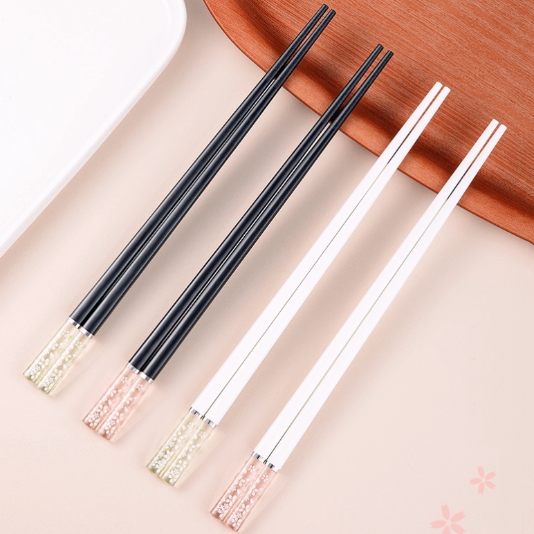 Đũa Hợp Kim Cao Cấp Kháng Khuẩn Chống Trượt In Họa Tiết Hoa Anh Đào Tinh Tế Phong Cách Nhật Bản Tinh Tế Chống Gỉ/Khô Cho Nhà Bếp