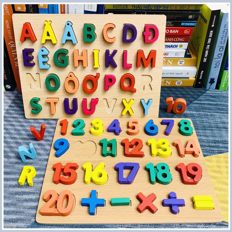 Bảng chữ cái, số NỔI Tiếng Việt 3D bằng gỗ giúp bé nhận biết màu sắc - Đồ chơi gỗ an toàn cho bé
