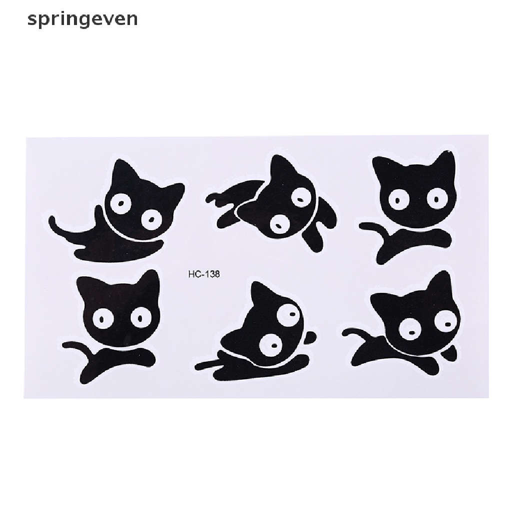 1 Tấm Sticker Dán Hình Xăm Tạm Thời Chống Thấm Nước Hình Mèo Dễ Thương