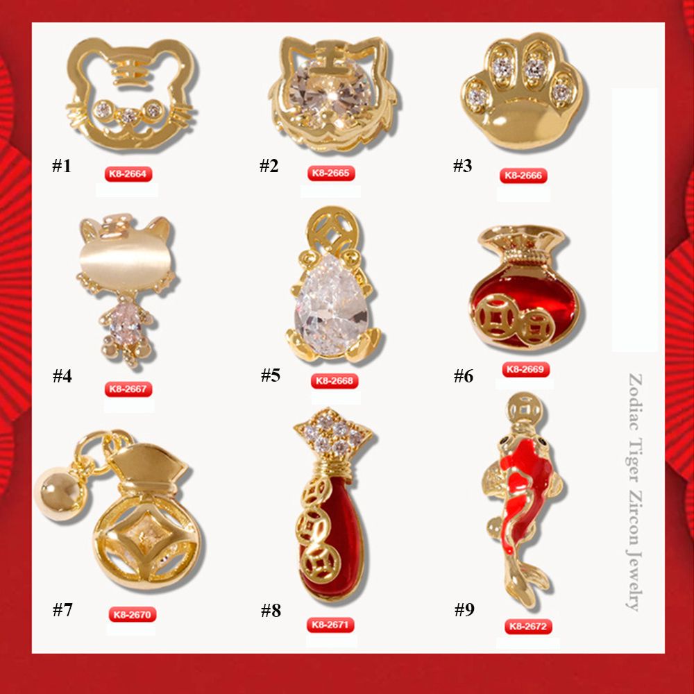 Phụ Kiện Trang Trí Móng Tay DIY Xinh Xắn|Phụ Kiện Trang Trí Móng Tay Hình Hổ May Mắn Đính Đá Zircon Sang Trọng