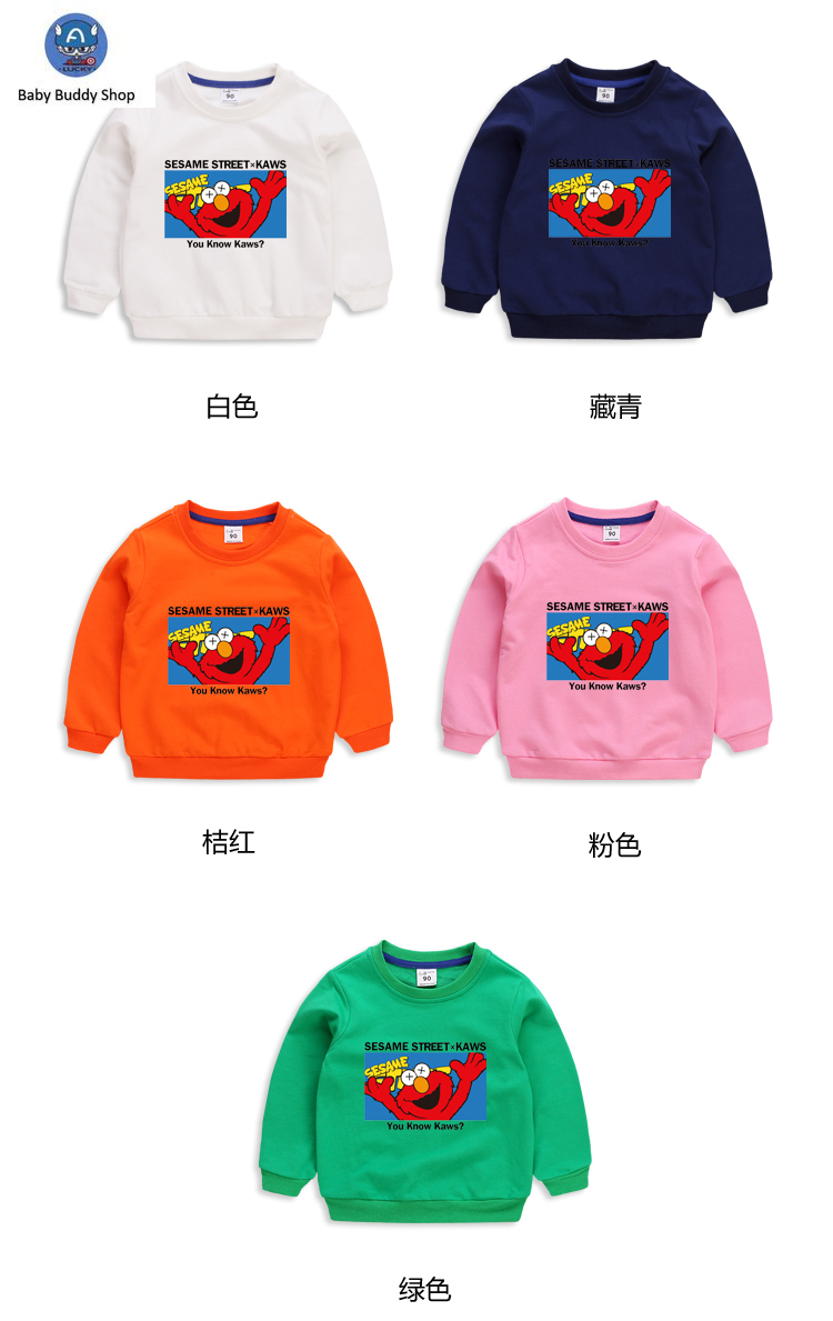 Áo Sweater Tay Dài In Hoạt Hình Sesame Street Có 10 Màu Thời Trang Mùa Đông Cho Bé