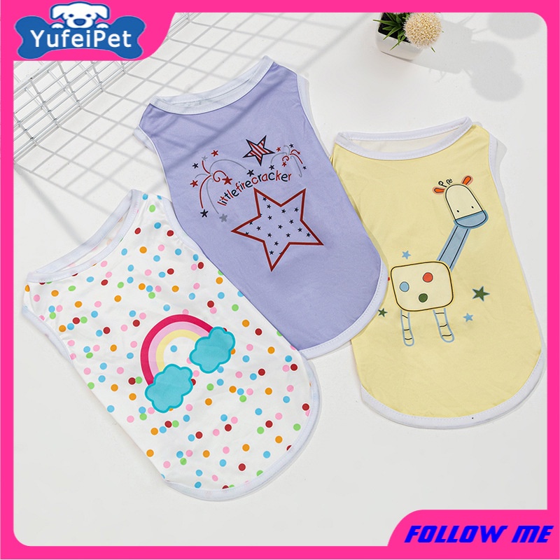 Áo Thun Xuân Hè In Họa Tiết Hoạt Hình Dễ Thương Cho Thú Cưng