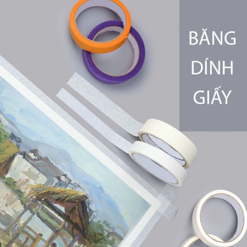 [RẺ NHẤT] Băng dính/ băng keo giấy cố định giấy vẽ 3mm/5mm