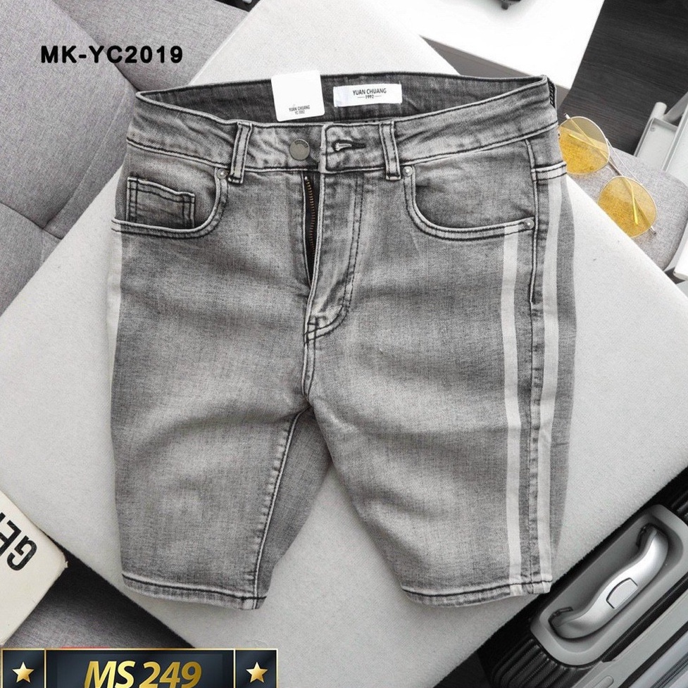 Quần Short Jean Nam Màu Xám Họa tiết chất vải denim co giãn mềm mại - Quần Short Jean Nam Hàn Quốc D Store92 ms249