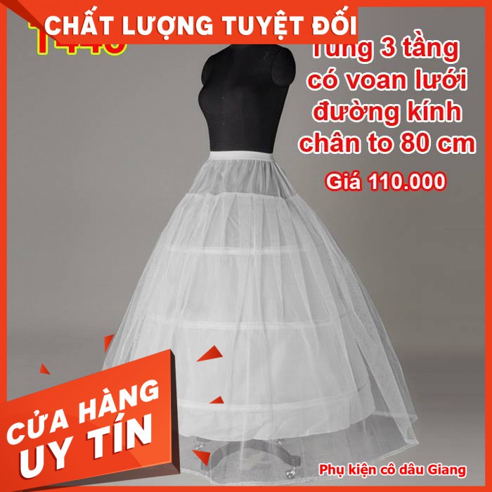 Tùng phồng mặc trong váy cô dâu 3 tầng
